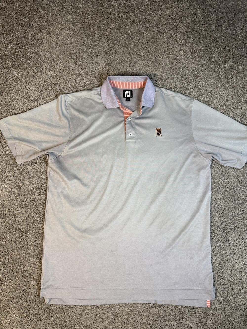 FootJoy Polo Shirt Mens L Gray Pink Golf Moisture Wicking Breathable Stretch